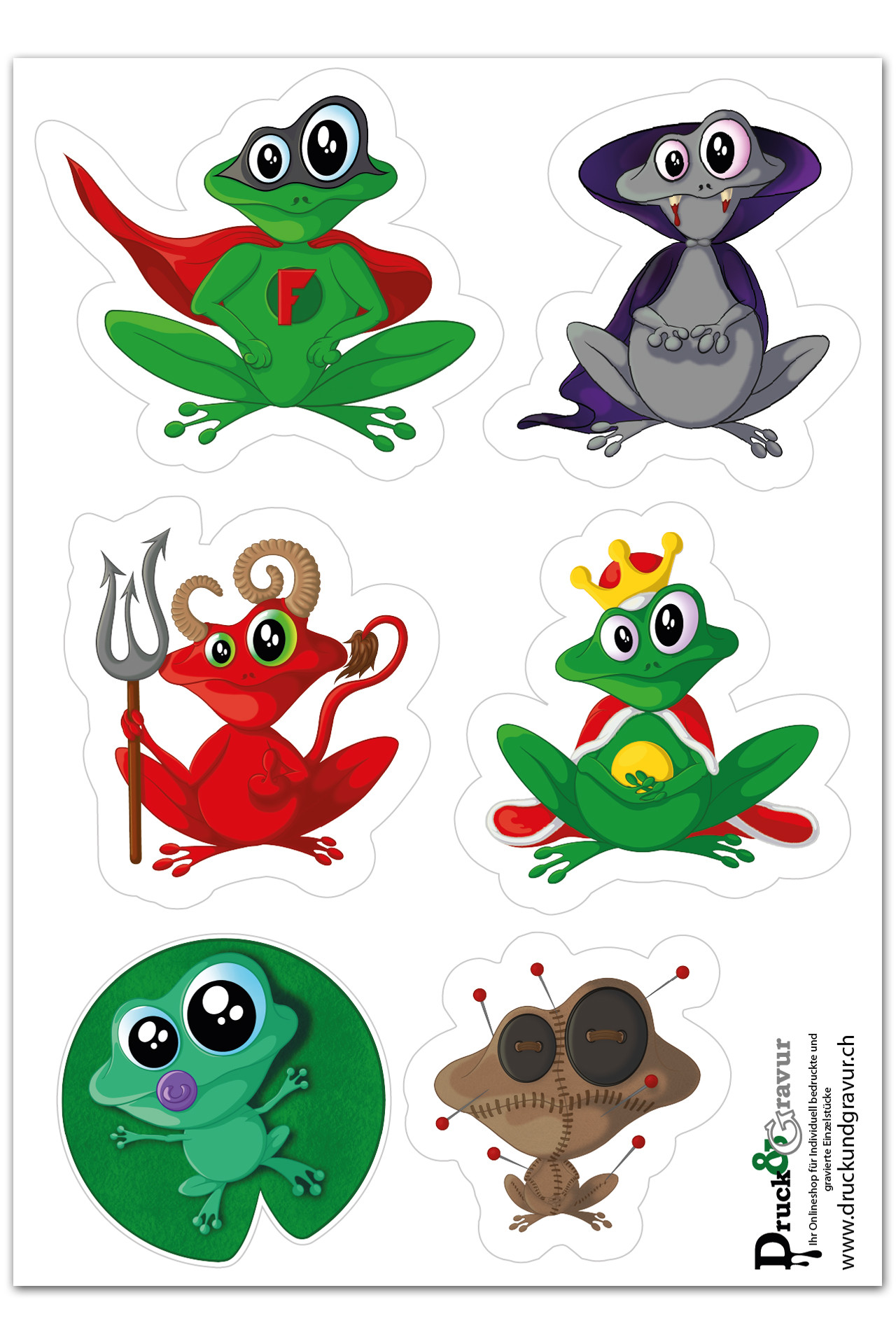 Stickerbogen Comic Frösche