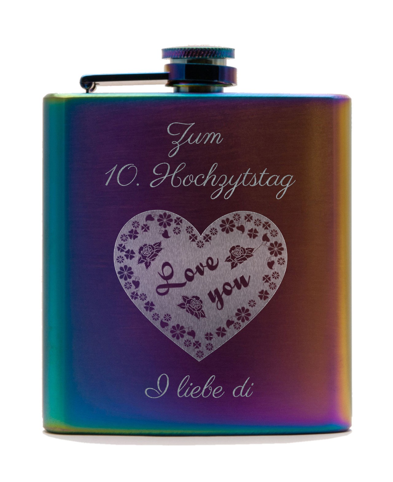 inkl. Gravur Flachmann 180ml rainbow