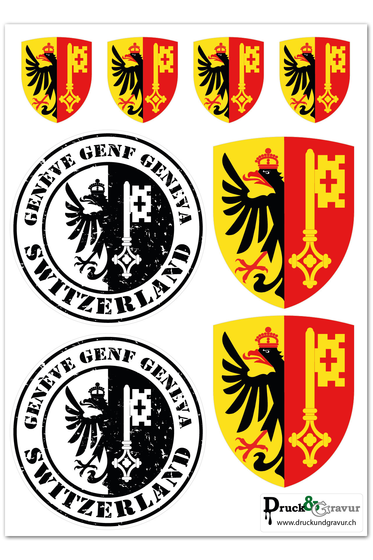 Stickerbogen Genf