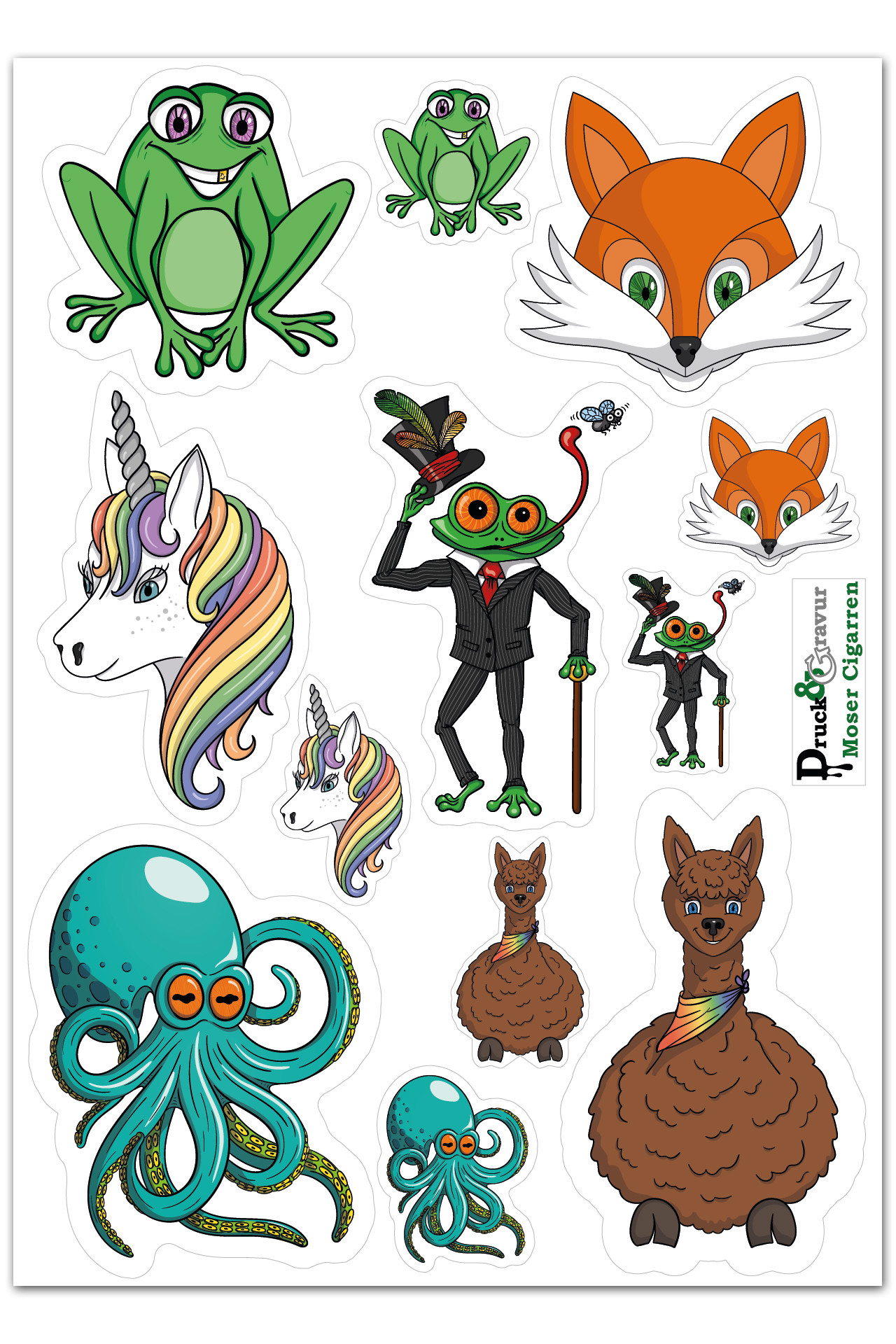 Stickerbogen Comic Tiere