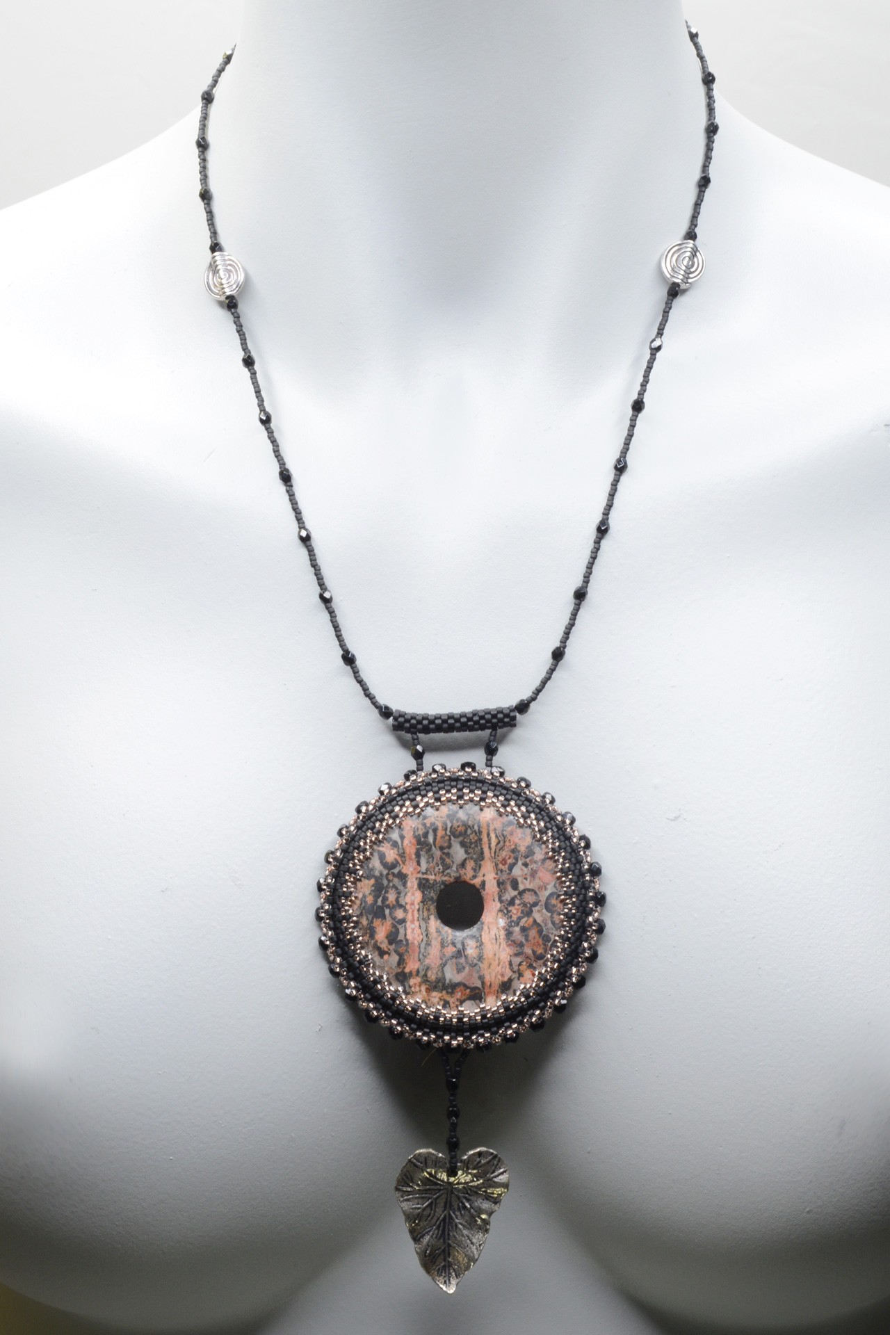 Leopardjaspis Kette "Leafdrop"