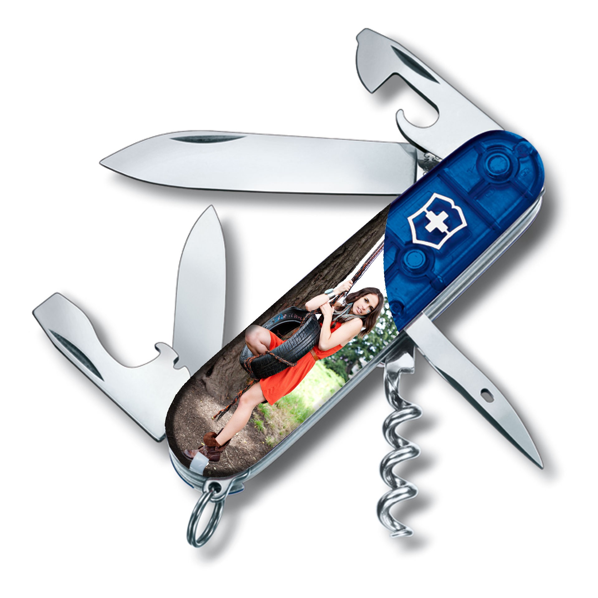 Inkl. Druck Taschenmesser Spartan blau