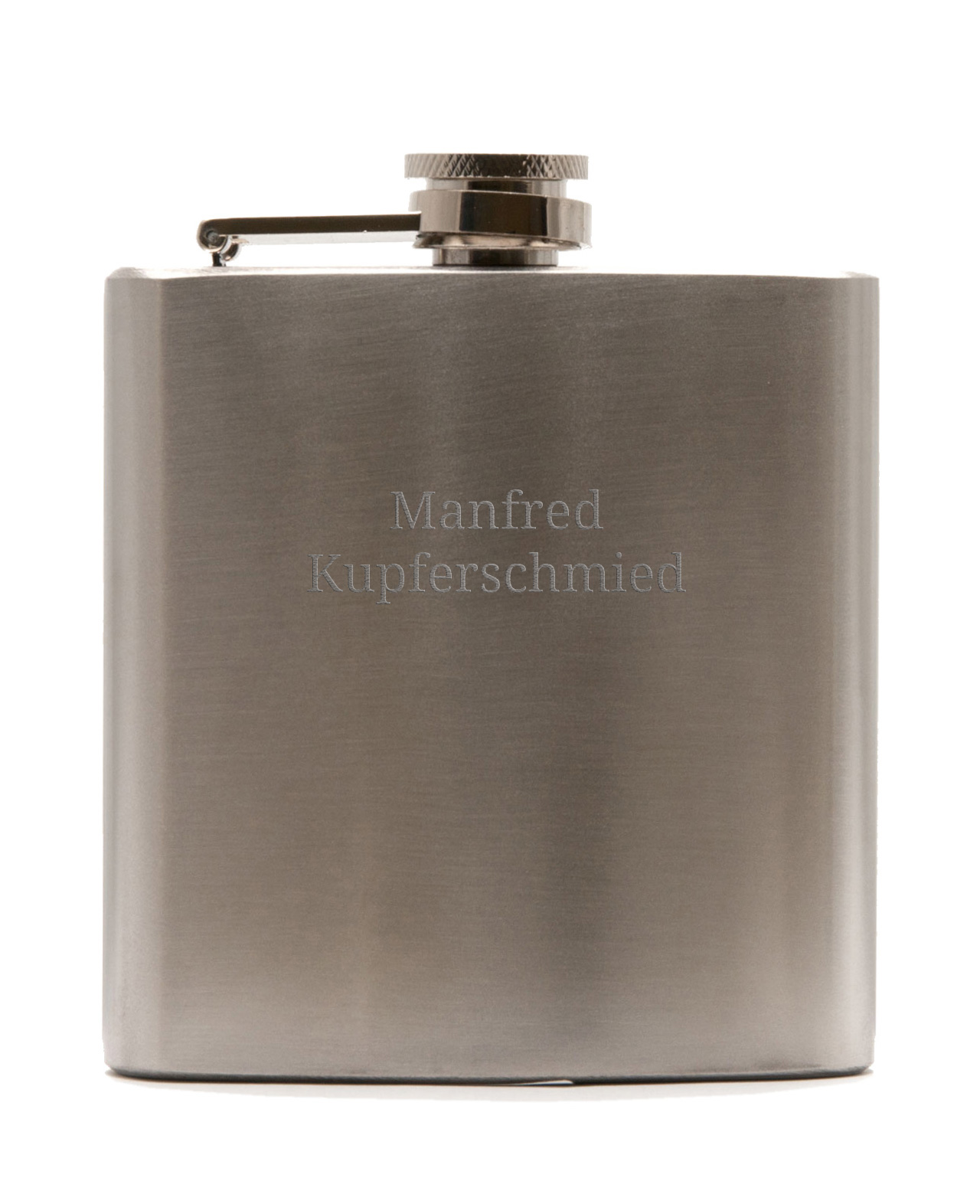 Gravur Flachmann Text