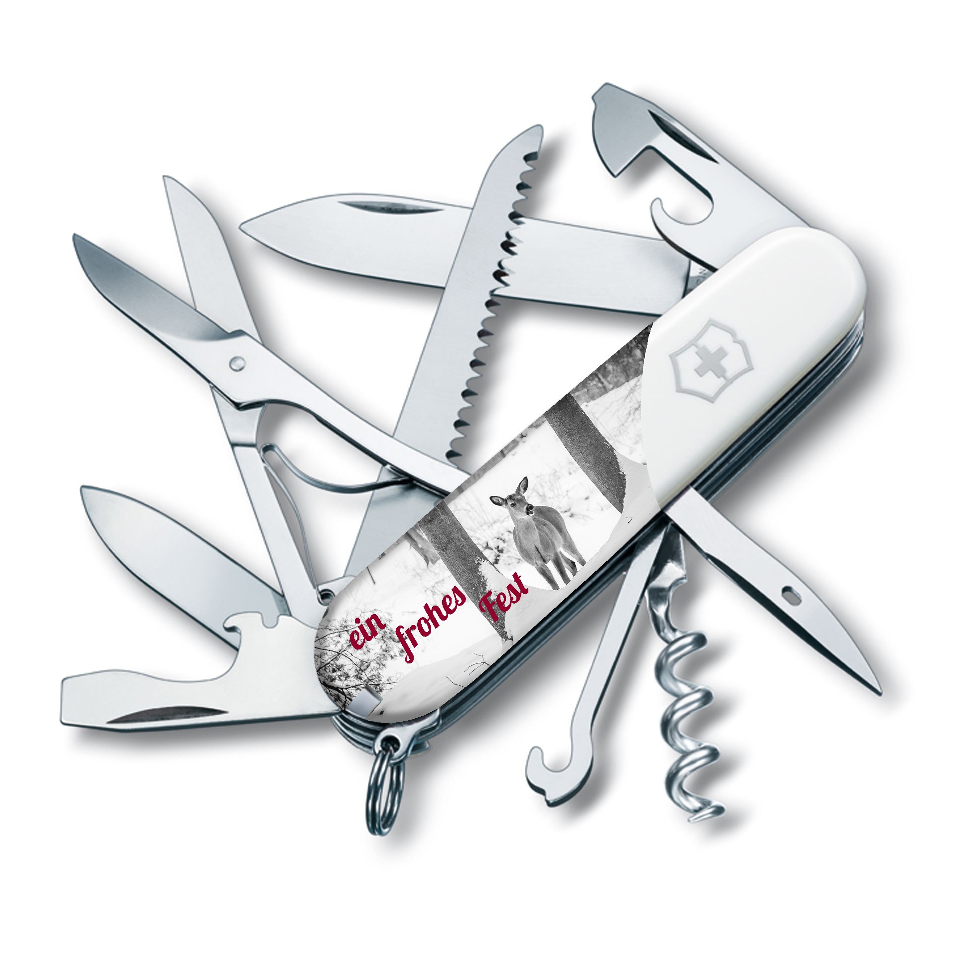 Inkl. Druck Taschenmesser Huntsman weiss