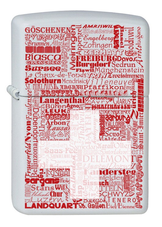Schweizer Ortschaften Zippo bedruckt